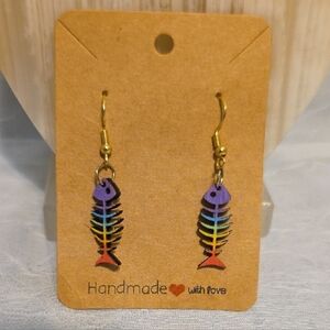 Handmade Multicolor Fishbone Earrings
